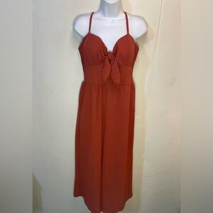 #0191-Lily Rose Burnt Orange Spaghetti Strap Romper-L